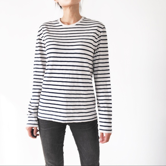 J. Crew Tops - J CREW STRIPES CREW NECK LONG SLEEVES TOP